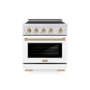 Autograph Edition 30 In. 4.2 Cu. Ft. Paramount Induction Range With 4 Element Cooktop And Electric Convection Oven In Stainless Steel With White Matte Door And Champagne Bronze Accents view 1
