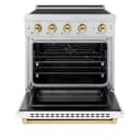 Autograph Edition 30 In. 4.2 Cu. Ft. Paramount Induction Range With 4 Element Cooktop And Electric Convection Oven In Stainless Steel With White Matte Door And Polished Gold Accents view 3