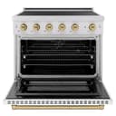 Autograph Edition 36 In. 5.2 Cu. Ft. Paramount Induction Range With 5 Element Cooktop And Electric Convection Oven In Stainless Steel With White Matte Door And Champagne Bronze Accents view 3