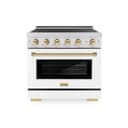 Autograph Edition 36 In. 5.2 Cu. Ft. Paramount Induction Range With 5 Element Cooktop And Electric Convection Oven In Stainless Steel With White Matte Door And Polished Gold Accents view 1