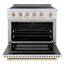 Autograph Edition 36 In. 5.2 Cu. Ft. Paramount Induction Range With 5 Element Cooktop And Electric Convection Oven In Stainless Steel With White Matte Door And Polished Gold Accents view 3