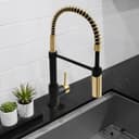 Autograph Edition Sierra Pull Down Spring Single Handle Kitchen Faucet In Matte Black And Champagne Bronze view 9