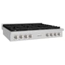 ZLINE 48 in. Paramount Gas Rangetop with 8 Burners and Porcelain Cooktop in Stainless Steel (SRT48) view 3
