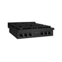 ZLINE 36 in. Paramount Gas Rangetop with 6 Brass Burners and Porcelain Cooktop in Black Stainless Steel (SRTB-BR-36) view 2