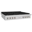 ZLINE 48 in. Paramount Gas Rangetop with 8 Brass Burners and Porcelain Cooktop in Stainless Steel (SRT-BR-48) view 2