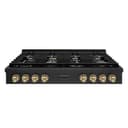ZLINE Autograph Edition 48 in. Paramount Gas Rangetop with 8 Burners and Porcelain Cooktop in Black Stainless Steel with Champagne Bronze Accents (SRTBZ-48-CB) view 1