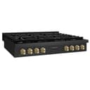ZLINE Autograph Edition 48 in. Paramount Gas Rangetop with 8 Burners and Porcelain Cooktop in Black Stainless Steel with Champagne Bronze Accents (SRTBZ-48-CB) view 2