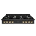 ZLINE Autograph Edition 48 in. Paramount Gas Rangetop with 8 Burners and Porcelain Cooktop in Black Stainless Steel with Polished Gold Accents (SRTBZ-48-G) view 1