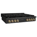 ZLINE Autograph Edition 48 in. Paramount Gas Rangetop with 8 Burners and Porcelain Cooktop in Black Stainless Steel with Polished Gold Accents (SRTBZ-48-G) view 2