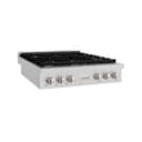 ZLINE 36 in. Paramount Gas Rangetop with 6 Burners and Porcelain Cooktop in DuraSnow® Stainless Steel (SRTS-36) view 2