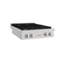 ZLINE 30 in. Paramount Gas Rangetop with 4 Brass Burners and Porcelain Cooktop in DuraSnow® Stainless Steel (SRTS-BR-30) view 2