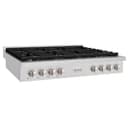 ZLINE 48 in. Paramount Gas Rangetop with 8 Brass Burners and Porcelain Cooktop in DuraSnow® Stainless Steel (SRTS-BR-48) view 2