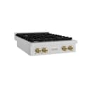 ZLINE Autograph Edition 30 in. Paramount Gas Rangetop with 4 Burners and Porcelain Cooktop in DuraSnow® Stainless Steel with Champagne Bronze Accents (SRTSZ-30-CB) view 2