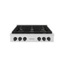ZLINE Autograph Edition 36 in. Paramount Gas Rangetop with 6 Burners and Porcelain Cooktop in DuraSnow® Stainless Steel with Matte Black Accents (SRTSZ-36-MB) view 1