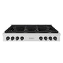 ZLINE Autograph Edition 48 in. Paramount Gas Rangetop with 8 Burners and Porcelain Cooktop in DuraSnow® Stainless Steel with Matte Black Accents (SRTSZ-48-MB) view 1