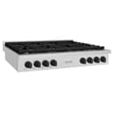 ZLINE Autograph Edition 48 in. Paramount Gas Rangetop with 8 Burners and Porcelain Cooktop in DuraSnow® Stainless Steel with Matte Black Accents (SRTSZ-48-MB) view 2