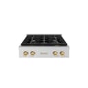 ZLINE Autograph Edition 30 in. Paramount Gas Rangetop with 4 Burners and Porcelain Cooktop in Stainless Steel with Champagne Bronze Accents (SRTZ-30-CB) view 1