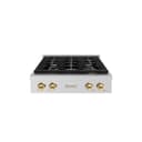 ZLINE Autograph Edition 30 in. Paramount Gas Rangetop with 4 Burners and Porcelain Cooktop in Stainless Steel with Polished Gold Accents (SRTZ-30-G) view 1