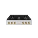 ZLINE Autograph Edition 36 in. Paramount Gas Rangetop with 6 Burners and Porcelain Cooktop in Stainless Steel with Champagne Bronze Accents (SRTZ-36-CB) view 1