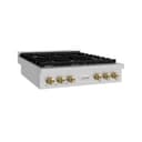 ZLINE Autograph Edition 36 in. Paramount Gas Rangetop with 6 Burners and Porcelain Cooktop in Stainless Steel with Champagne Bronze Accents (SRTZ-36-CB) view 2