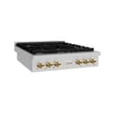 ZLINE Autograph Edition 36 in. Paramount Gas Rangetop with 6 Burners and Porcelain Cooktop in Stainless Steel with Polished Gold Accents (SRTZ-36-G) view 2
