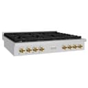 ZLINE Autograph Edition 48 in. Paramount Gas Rangetop with 8 Burners and Porcelain Cooktop in Stainless Steel with Polished Gold Accents (SRTZ-48-G) view 2
