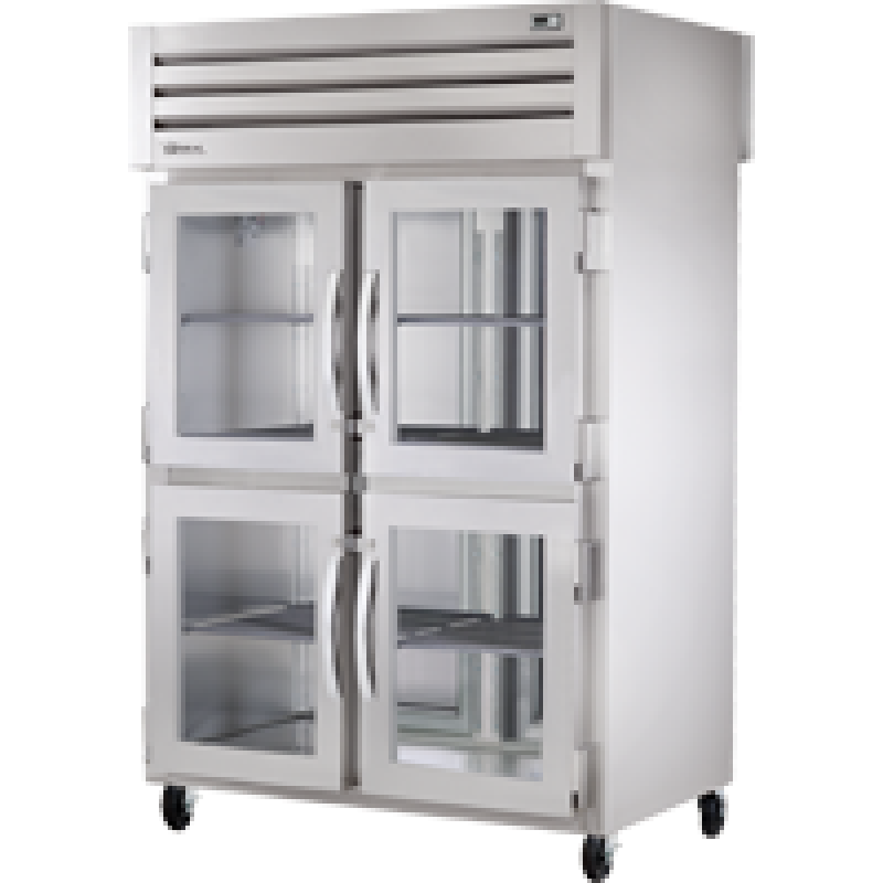 Pass-Thru Glass Half Front/Solid Rear Swing Doors Refrigerator with Hydrocarbon Refrigerant