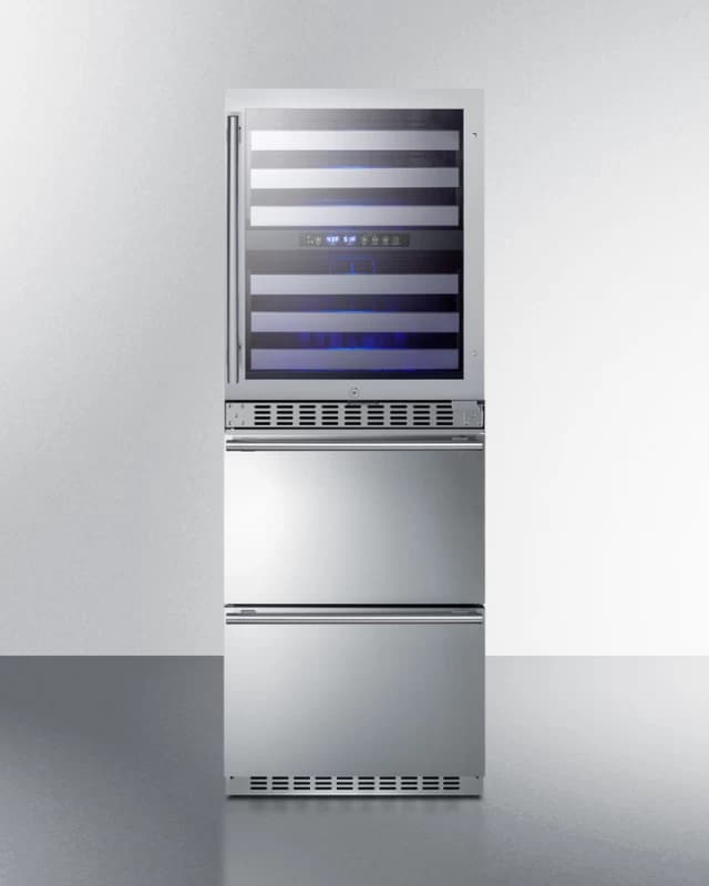 24" Wide Combination Dual-Zone Wine Cellar and 2-Drawer Refrigerator-Freezer