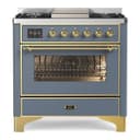 Majestic II Series 36 inch Freestanding Dual Fuel Range with Natural Gas, 6 Sealed Brass Burners, 3.5 cu. ft. Total Oven Capacity, Griddle, Convection Oven, Continuous Grates, Viewing Window, Storage Drawer, with Brass Trim view 1