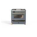 Majestic II Series 36 inch Freestanding Dual Fuel Range with Natural Gas, 6 Sealed Brass Burners, 3.5 cu. ft. Total Oven Capacity, Griddle, Convection Oven, Continuous Grates, Viewing Window, Storage Drawer, with Brass Trim view 4