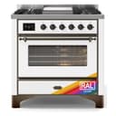 Majestic II 36 UM09FDNS3RAB Freestanding Dual Fuel Range with 6 Sealed Burners with Griddle Single Oven with Triple Glass Door with Bronze knobs view 1