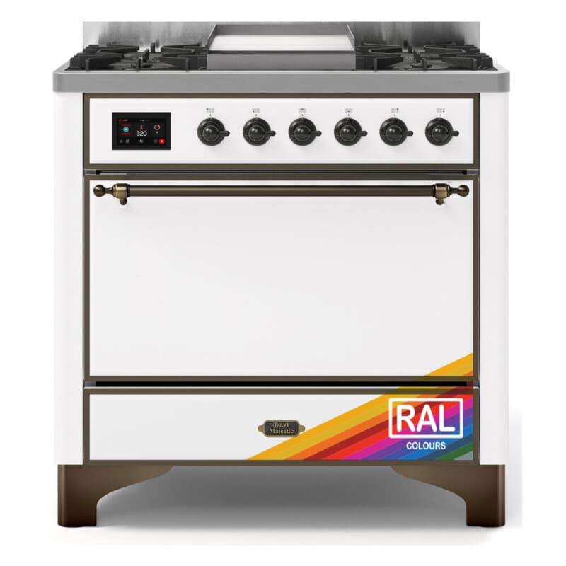 Majestic II 36 UM09FDQNS3RAB Freestanding Dual Fuel Range with 6 Sealed Burners with Griddle Single Oven with Solid Door with Bronze knobs