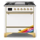 Majestic II 36 UM09FDQNS3RAG Freestanding Dual Fuel Range with 6 Sealed Burners with Griddle Single Oven with Solid Door with Brass knobs view 1