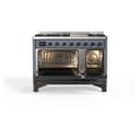 Majestic II Series 48 inch Freestanding Dual Fuel Range with Natural Gas, 8 Sealed Brass Burners, Double Ovens, 5.02 cu. ft. Total Oven Capacity, Griddle, Convection Oven, Continuous Grates, Viewing Window, Warming Drawer, with Bronze Trim view 7