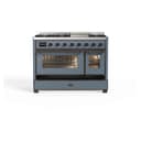 Majestic II Series 48 inch Freestanding Dual Fuel Range with Natural Gas, 8 Sealed Brass Burners, Double Ovens, 5.02 cu. ft. Total Oven Capacity, Griddle, Convection Oven, Continuous Grates, Viewing Window, Warming Drawer, with Bronze Trim view 10