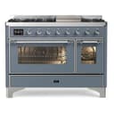 Majestic II Series 48 inch Freestanding Dual Fuel Range with Liquid Propane, 8 Sealed Brass Burners, Double Ovens, 5.02 cu. ft. Total Oven Capacity, Griddle, Convection Oven, Continuous Grates, Viewing Window, Warming Drawer, with Chrome Trim view 1