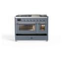 Majestic II Series 48 inch Freestanding Dual Fuel Range with Liquid Propane, 8 Sealed Brass Burners, Double Ovens, 5.02 cu. ft. Total Oven Capacity, Griddle, Convection Oven, Continuous Grates, Viewing Window, Warming Drawer, with Chrome Trim view 6