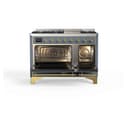 Majestic II Series 48 inch Freestanding Dual Fuel Range with Natural Gas, 8 Sealed Brass Burners, Double Ovens, 5.02 cu. ft. Total Oven Capacity, Griddle, Convection Oven, Continuous Grates, Viewing Window, Warming Drawer, with Brass Trim view 3