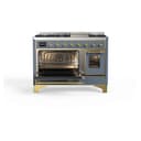 Majestic II Series 48 inch Freestanding Dual Fuel Range with Natural Gas, 8 Sealed Brass Burners, Double Ovens, 5.02 cu. ft. Total Oven Capacity, Griddle, Convection Oven, Continuous Grates, Viewing Window, Warming Drawer, with Brass Trim view 4