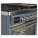 Majestic II Series 48 inch Freestanding Dual Fuel Range with Natural Gas, 8 Sealed Brass Burners, Double Ovens, 5.02 cu. ft. Total Oven Capacity, Griddle, Convection Oven, Continuous Grates, Viewing Window, Warming Drawer, with Brass Trim view 7