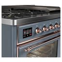 Majestic II Series 48 inch Freestanding Dual Fuel Range with Natural Gas, 8 Sealed Brass Burners, Double Ovens, 5.02 cu. ft. Total Oven Capacity, Griddle, Convection Oven, Continuous Grates, Viewing Window, Warming Drawer, with Copper Trim view 7