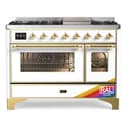 Majestic II 48 UM12FDNS3RAG Freestanding Dual Fuel Range with 8 Sealed Burners with Griddle Double Oven with Triple Glass Door with Brass knobs view 1