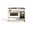 Majestic II 48 UM12FDNS3RAG Freestanding Dual Fuel Range with 8 Sealed Burners with Griddle Double Oven with Triple Glass Door with Brass knobs view 8