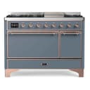 Majestic II Series 48 inch Freestanding Dual Fuel Range with Natural Gas, 7 Sealed Brass Burners, Double Ovens, 5.02 cu. ft. Total Oven Capacity, Griddle, Convection Oven, Continuous Grates, Warming Drawer, with Copper Trim view 1