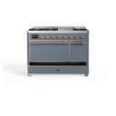 Majestic II Series 48 inch Freestanding Dual Fuel Range with Natural Gas, 7 Sealed Brass Burners, Double Ovens, 5.02 cu. ft. Total Oven Capacity, Griddle, Convection Oven, Continuous Grates, Warming Drawer, with Copper Trim view 6