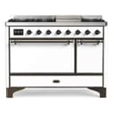 Majestic II Series 48 inch Freestanding Dual Fuel Range with Natural Gas, 8 Sealed Brass Burners, Double Ovens, 5.02 cu. ft. Total Oven Capacity, Griddle, Convection Oven, Continuous Grates, Warming Drawer, with Bronze Trim view 1