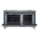 Majestic II Series 60 inch Freestanding Dual Fuel Range with Natural Gas, 9 Sealed Brass Burners, Double Ovens, 5.02 cu. ft. Total Oven Capacity, Griddle, Convection Oven, Continuous Grates, Viewing Window, Storage Drawer, with Chrome Trim view 3