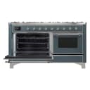 Majestic II Series 60 inch Freestanding Dual Fuel Range with Natural Gas, 9 Sealed Brass Burners, Double Ovens, 5.02 cu. ft. Total Oven Capacity, Griddle, Convection Oven, Continuous Grates, Viewing Window, Storage Drawer, with Chrome Trim view 4