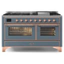 Majestic II Series 60 inch Freestanding Dual Fuel Range with Liquid Propane, 9 Sealed Brass Burners, Double Ovens, 5.02 cu. ft. Total Oven Capacity, Griddle, Convection Oven, Continuous Grates, Viewing Window, Storage Drawer, with Copper Trim view 1