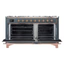 Majestic II Series 60 inch Freestanding Dual Fuel Range with Liquid Propane, 9 Sealed Brass Burners, Double Ovens, 5.02 cu. ft. Total Oven Capacity, Griddle, Convection Oven, Continuous Grates, Viewing Window, Storage Drawer, with Copper Trim view 3